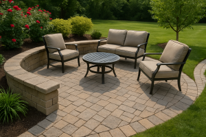 Hardscaping services with a custom stone patio in Seaford, DE.